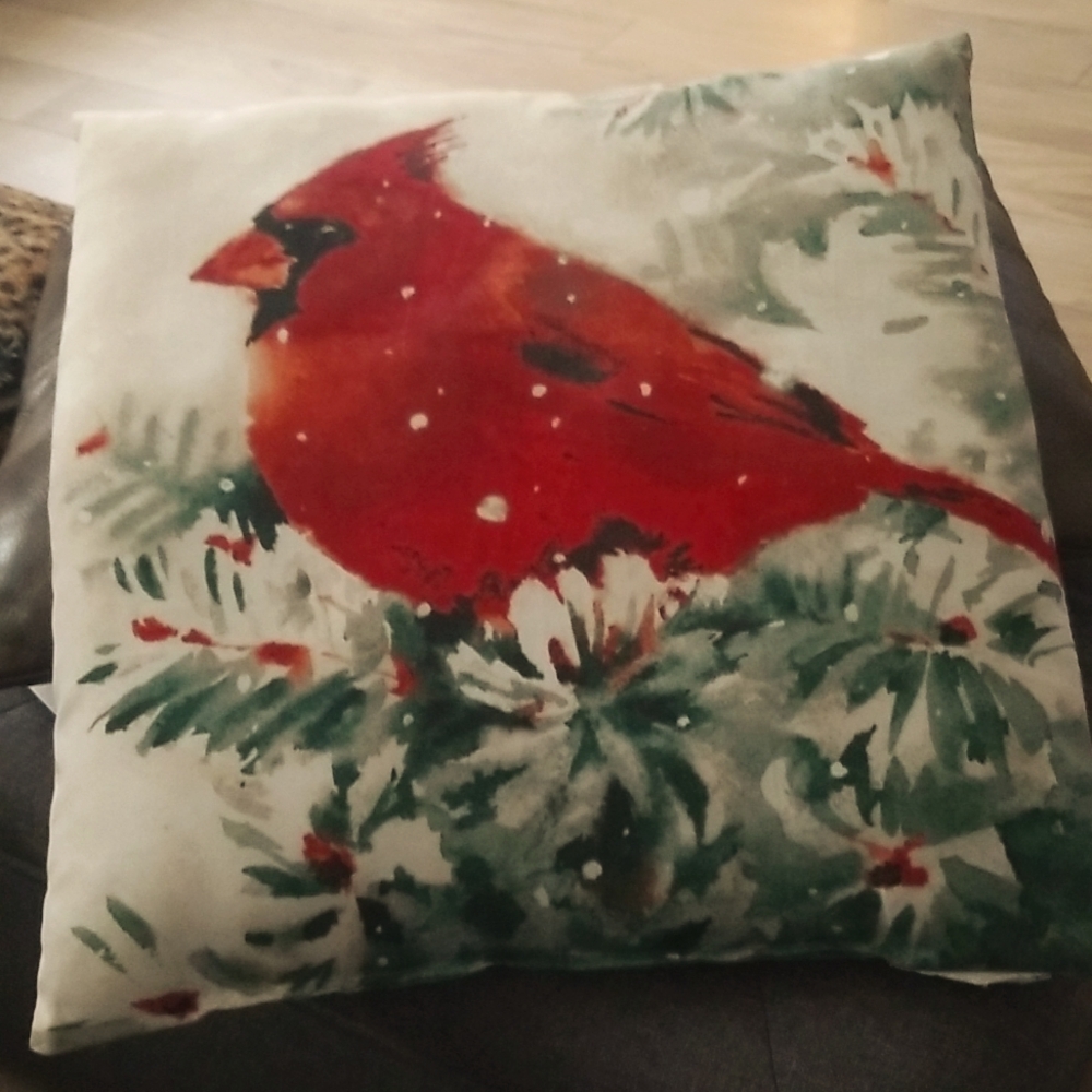 VIntage Red Cardinal Accent Pillow